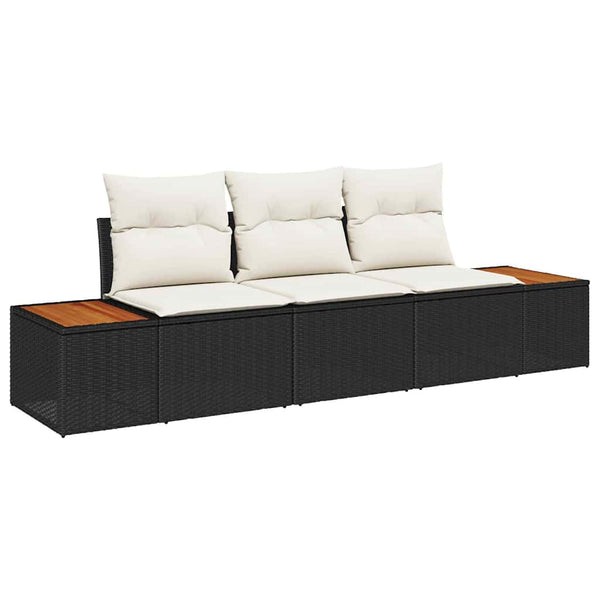 vidaXL Ensemble de canapés de jardin avec coussins 3 pcs Noir Résine tressée