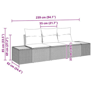 vidaXL Ensemble de canapés de jardin avec coussins 3 pcs Noir Résine tressée