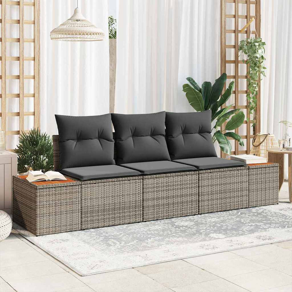 vidaXL Ensemble de canapés de jardin avec coussins 3 pcs Gris résine tressée