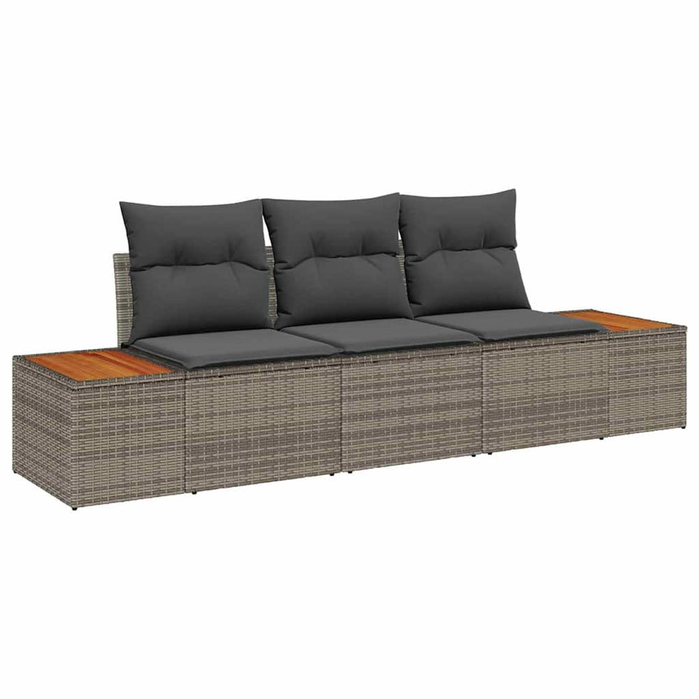 vidaXL Ensemble de canapés de jardin avec coussins 3 pcs Gris résine tressée