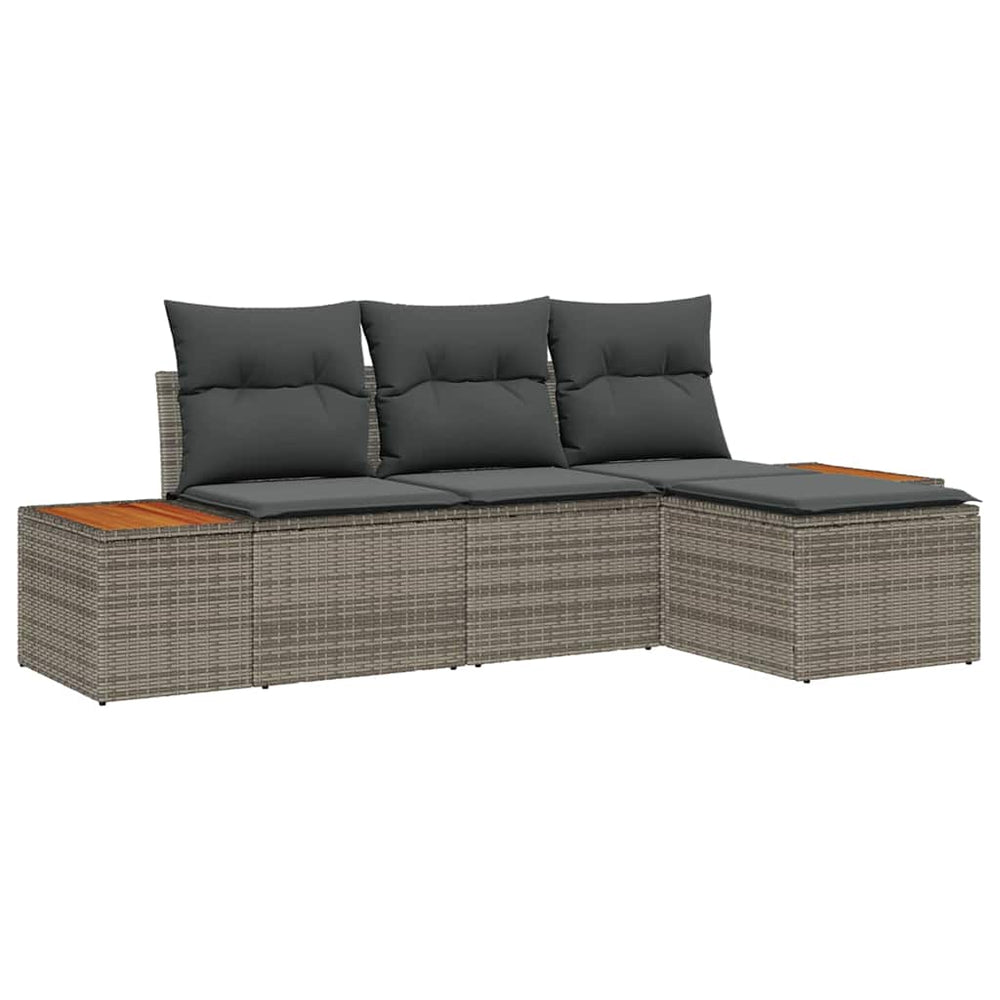 vidaXL Salon de jardin avec coussins 4 pcs Gris résine tressée