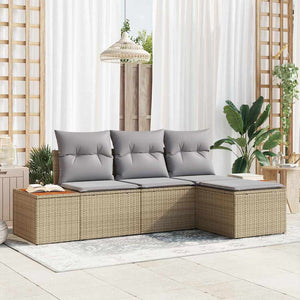 Gartensofa Set Beige Poly-Rattan 4-teilig