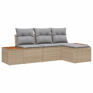 Gartensofa Set Beige Poly-Rattan 4-teilig