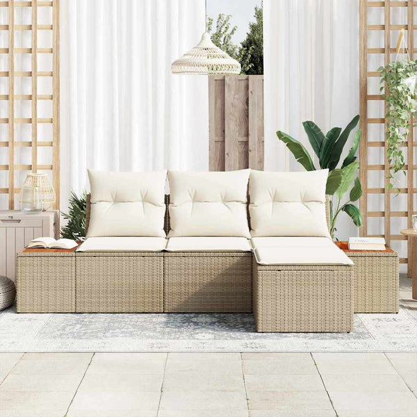 Garten Sofa Set Beige Poly Rattan 4-teilig