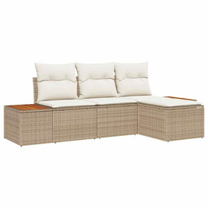 Garten Sofa Set Beige Poly Rattan 4-teilig