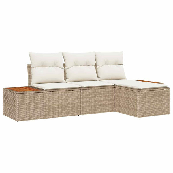 Garten Sofa Set Beige Poly Rattan 4-teilig