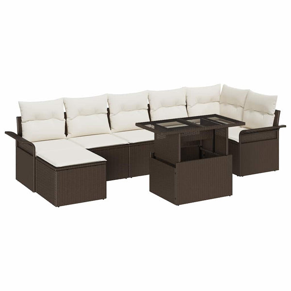 vidaXL Ensemble de canapés avec coussins 8 pcs Marron résine tressée