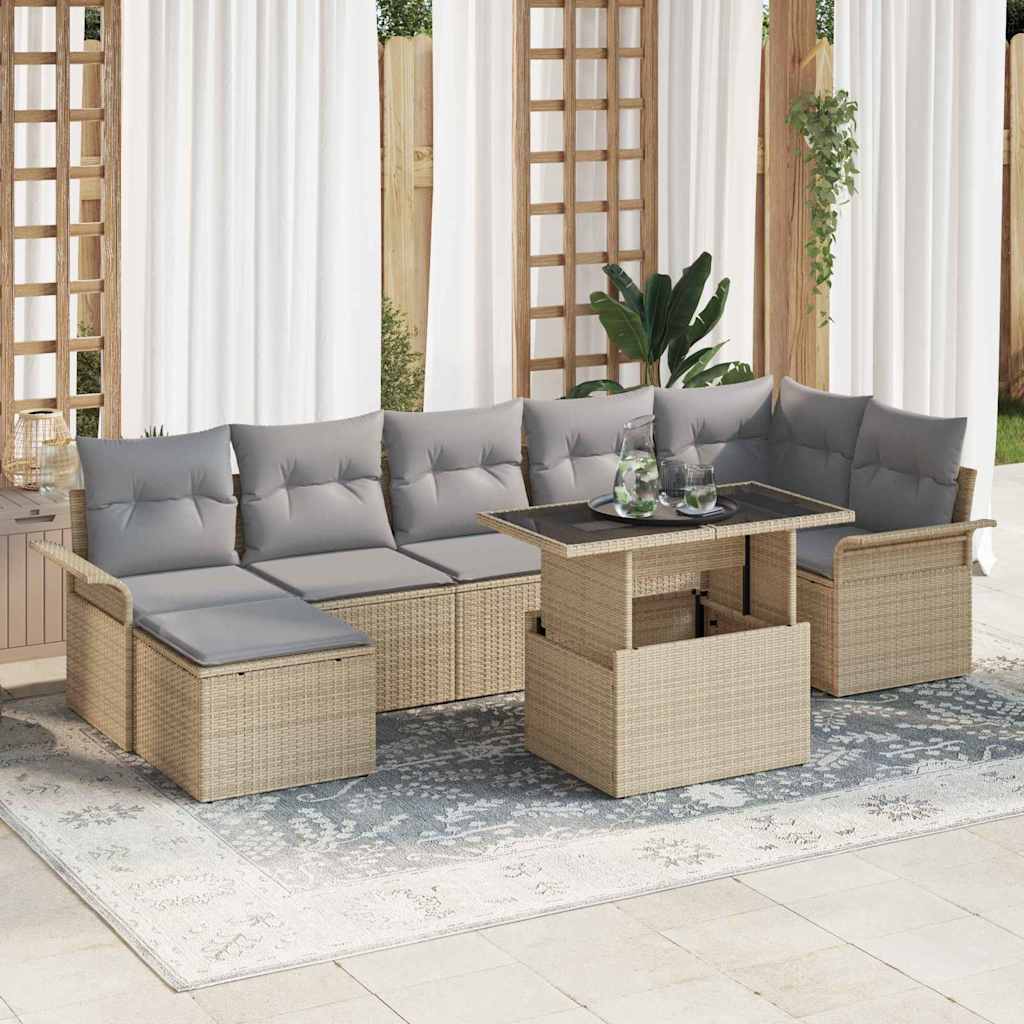 Poly Rattan Sofa Set Beige 8-teilig
