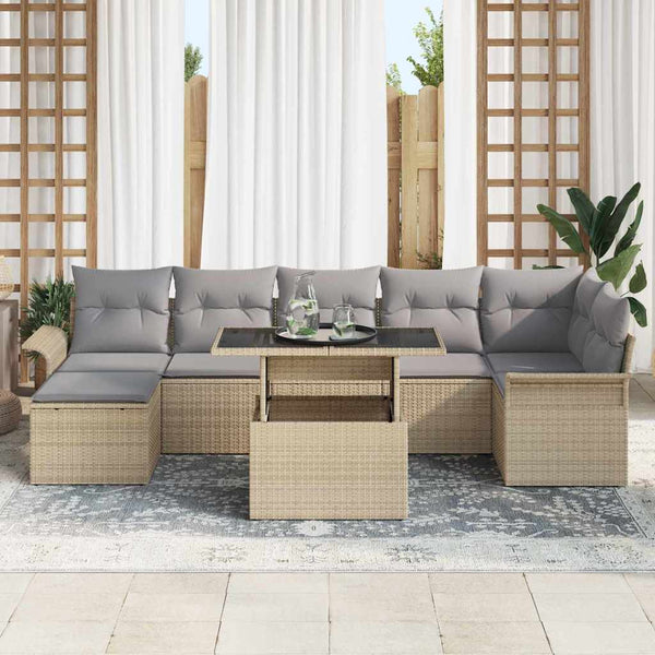 Poly Rattan Sofa Set Beige 8-teilig