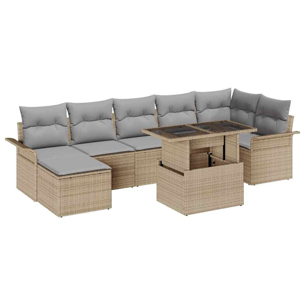 Poly Rattan Sofa Set Beige 8-teilig