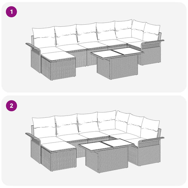 Poly Rattan Sofa Set Beige 8-teilig