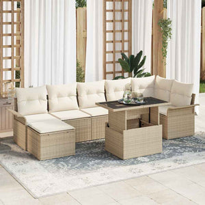 Poly Rattan Sofa Set Beige 8-teilig