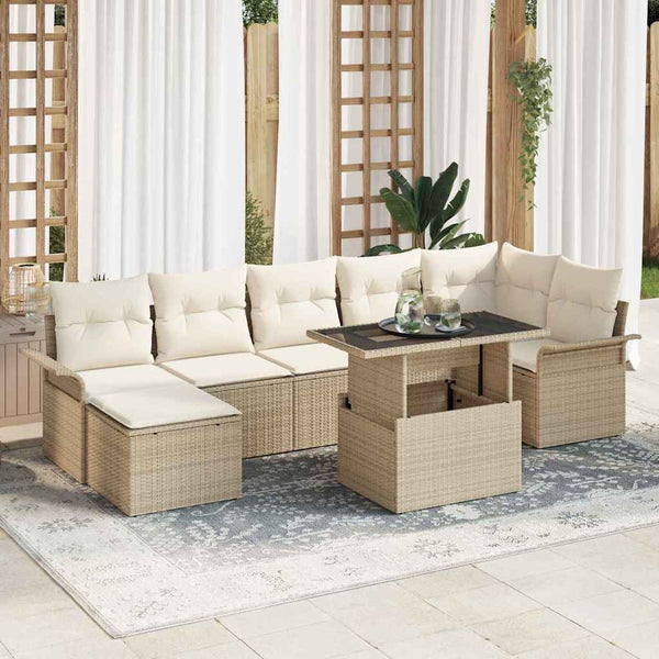 Poly Rattan Sofa Set Beige 8-teilig