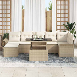 Poly Rattan Sofa Set Beige 8-teilig