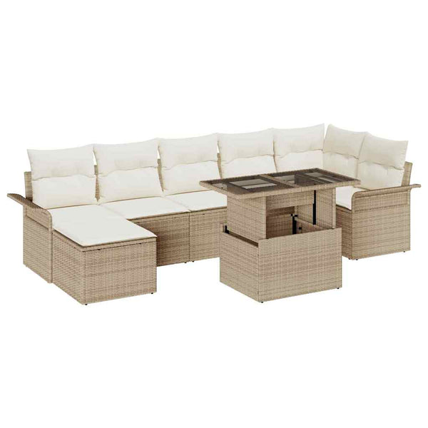 Poly Rattan Sofa Set Beige 8-teilig