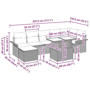 Poly Rattan Sofa Set Beige 8-teilig