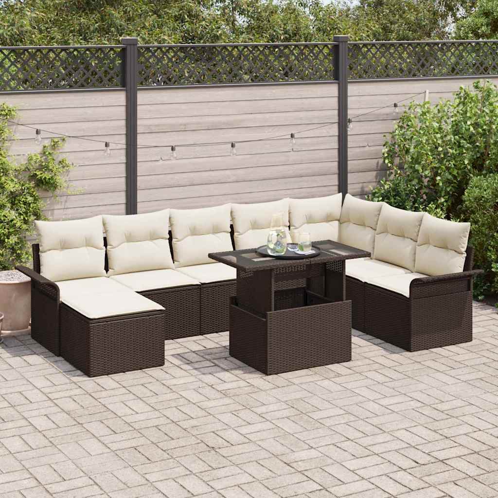 Poly Rattan Sofa Set Braun 9-teilig
