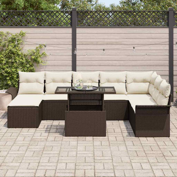 Poly Rattan Sofa Set Braun 9-teilig