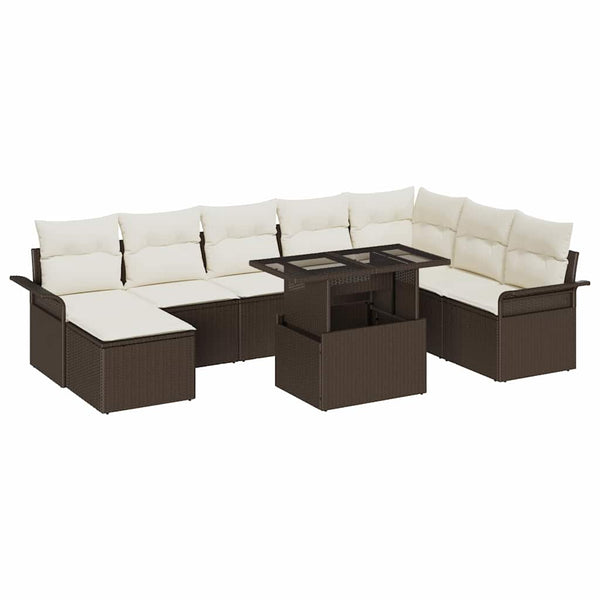 Poly Rattan Sofa Set Braun 9-teilig