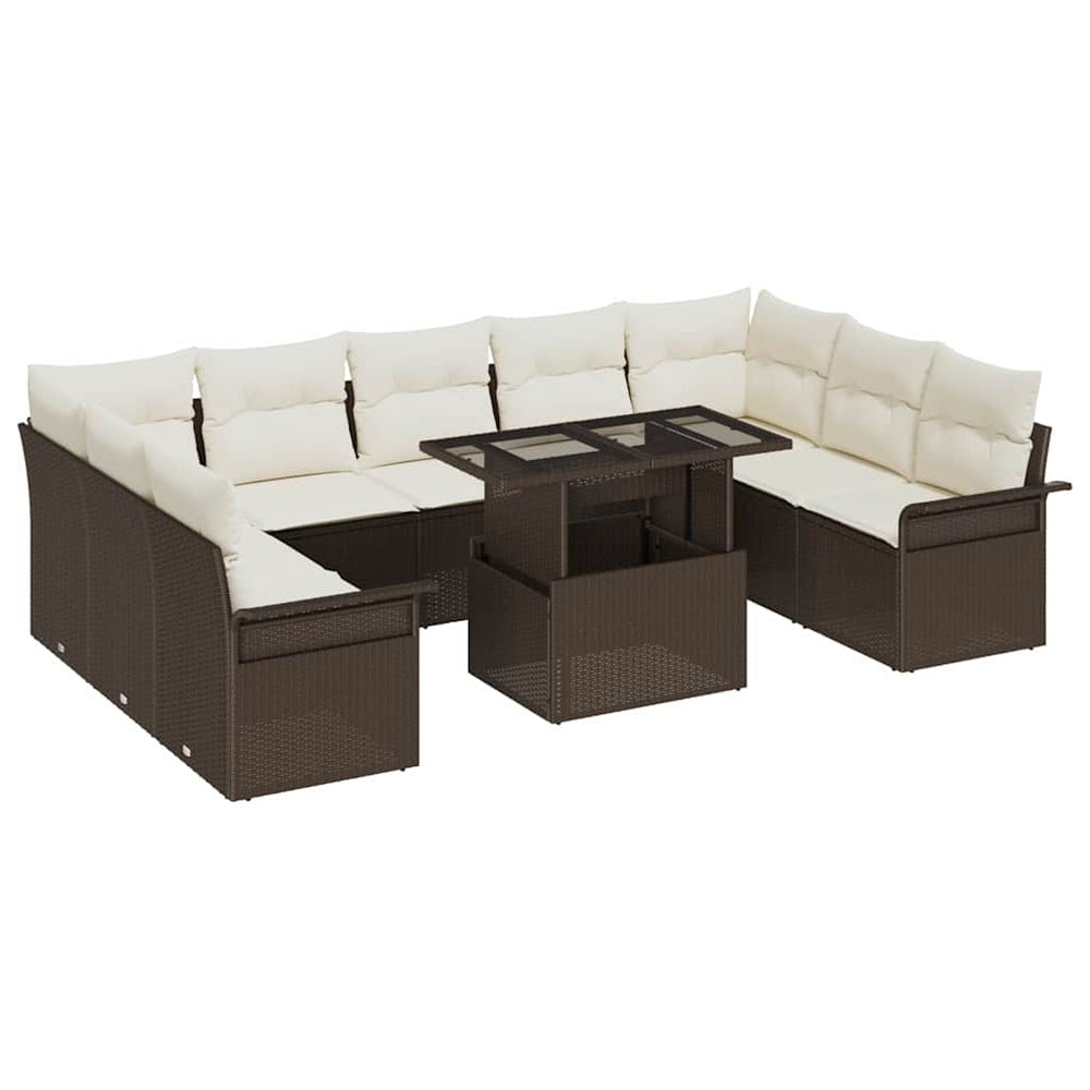 Poly Rattan Sofa Set Braun 10-teilig