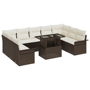 vidaXL Ensemble de canapés avec coussins 10 pcs Résine tressée Marron