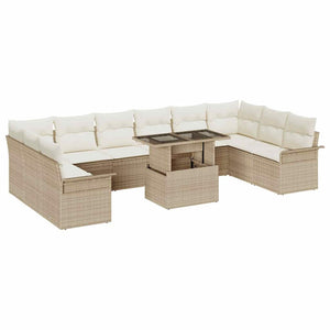 vidaXL Salon de jardin avec coussins 11 pcs Beige Résine tressée