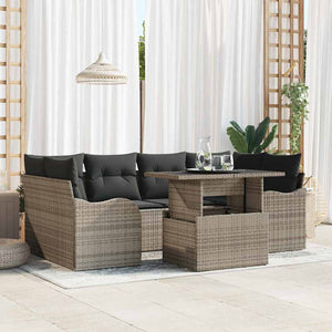 vidaXL Salon de jardin avec coussins 7 pcs Gris et gris foncé résine tressée