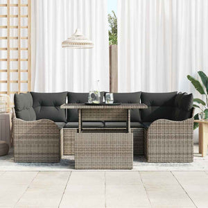 vidaXL Salon de jardin avec coussins 7 pcs Gris et gris foncé résine tressée