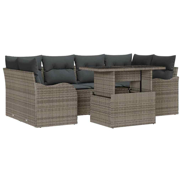vidaXL Salon de jardin avec coussins 7 pcs Gris et gris foncé résine tressée