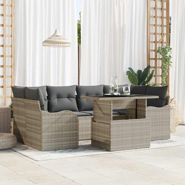 vidaXL Salon de jardin avec coussins 7 pcs Gris clair et gris Résine tressée