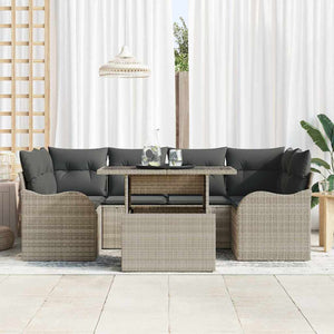 vidaXL Salon de jardin avec coussins 7 pcs Gris clair et gris Résine tressée