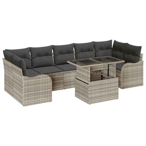 vidaXL Salon de jardin avec coussins 8 pcs Gris clair et gris Résine tressée