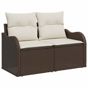 vidaXL Salon de jardin avec coussins 9 pcs Marron Résine tressée