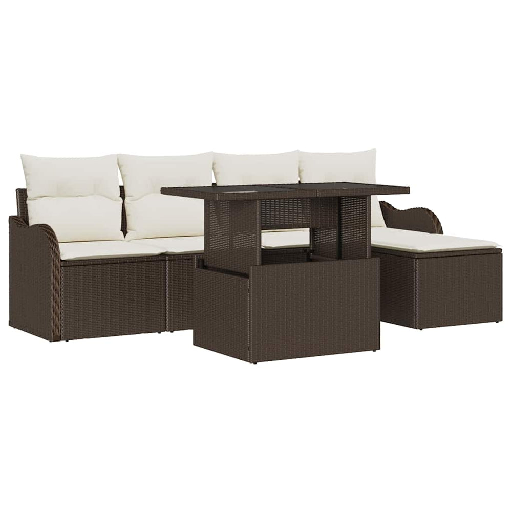 Poly Rattan Gartenmöbel Set mit Kissen, 6-teilig