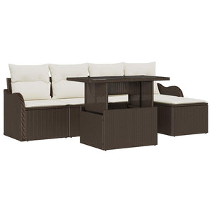 Poly Rattan Gartenmöbel Set mit Kissen, 6-teilig