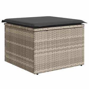 6-teilige Outdoor Sitzgruppe Poly Rattan Hellgrau