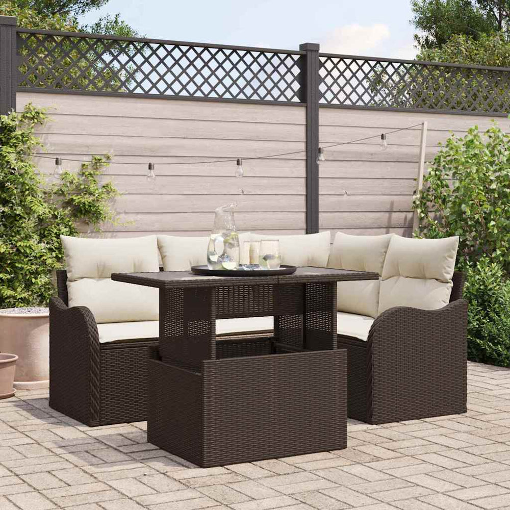 Gartenmöbel Set Braun Poly Rattan 5-teilig