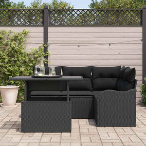 vidaXL Salon de jardin avec coussins 5 pcs Résine tressée Noir