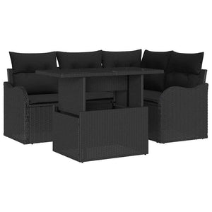 vidaXL Salon de jardin avec coussins 5 pcs Résine tressée Noir