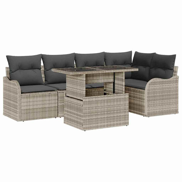 vidaXL Salon de jardin avec coussins 6 pcs Gris clair résine tressée