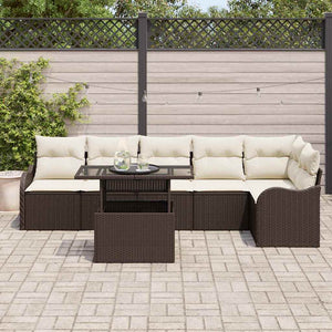Poly Rattan Sofa Set mit Kissen, 7-teilig