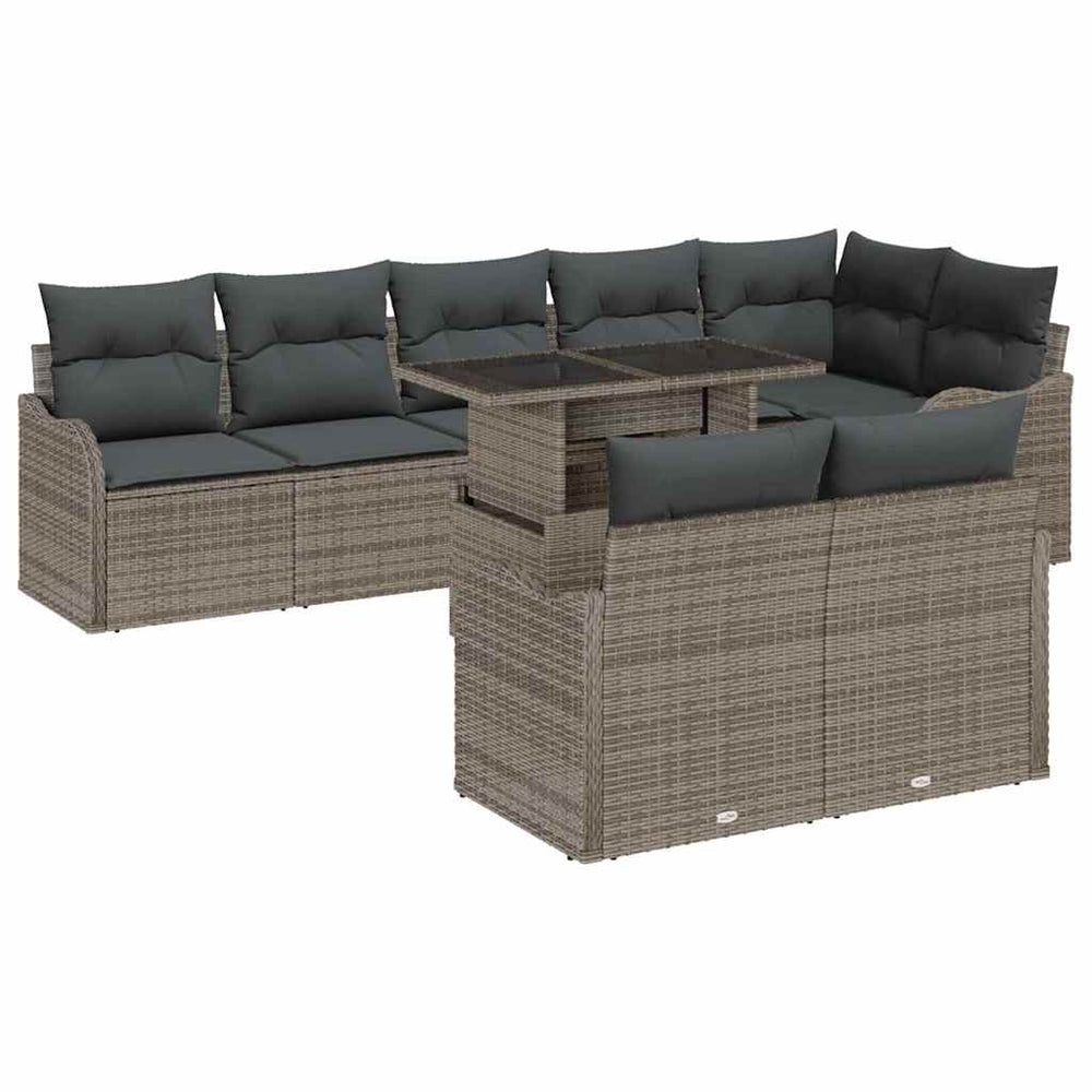 vidaXL Salon de jardin avec coussins 9 pcs Gris Résine tressée