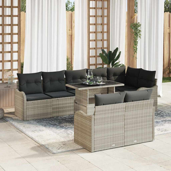 vidaXL Salon de jardin avec coussins 9 pcs Gris clair Résine tressée