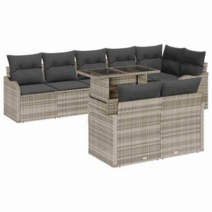 vidaXL Salon de jardin avec coussins 9 pcs Gris clair Résine tressée