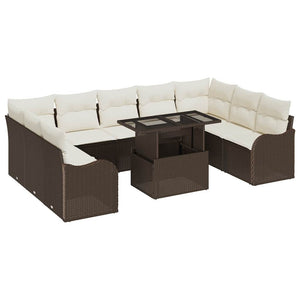Garten Sofa Set Braun Poly Rattan 10-teilig
