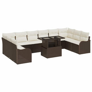 Gartenmöbel Set Braun Poly Rattan 11-teilig