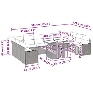 vidaXL Salon de jardin avec coussins 11 pcs Beige résine tressée