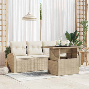 vidaXL Salon de jardin avec coussins 5 pcs Beige Résine tressée