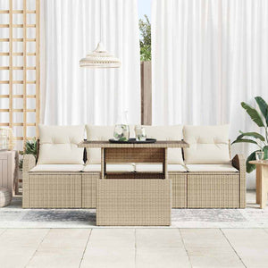vidaXL Salon de jardin avec coussins 5 pcs Beige Résine tressée