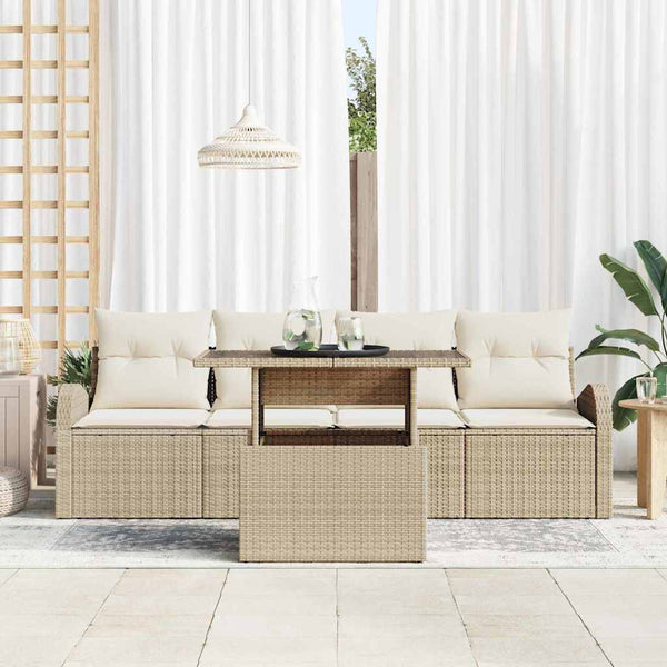 vidaXL Salon de jardin avec coussins 5 pcs Beige Résine tressée